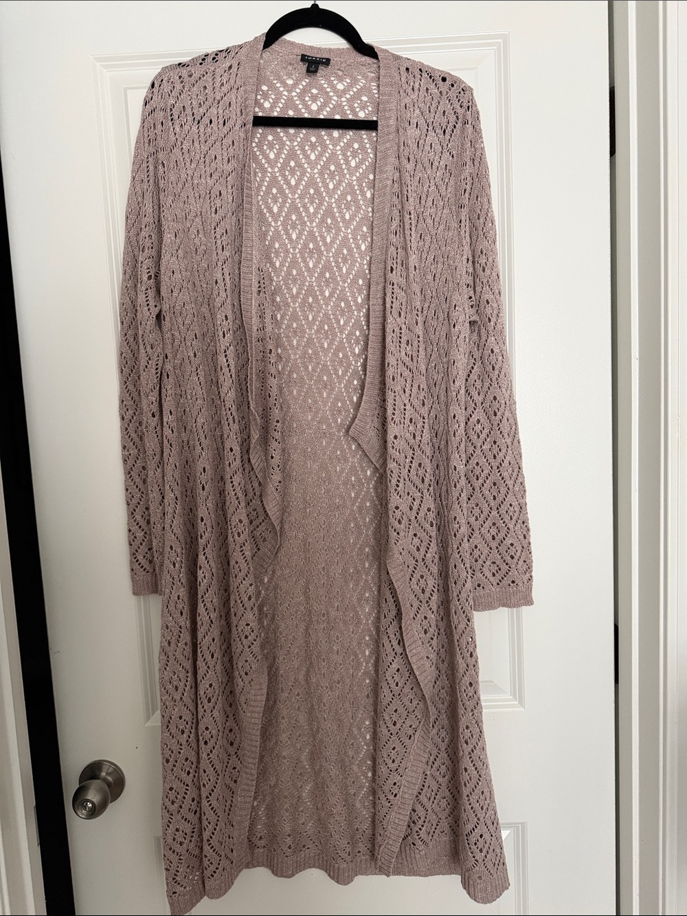 torrid Taupe Pointelle Long Open-Front Cardigan
